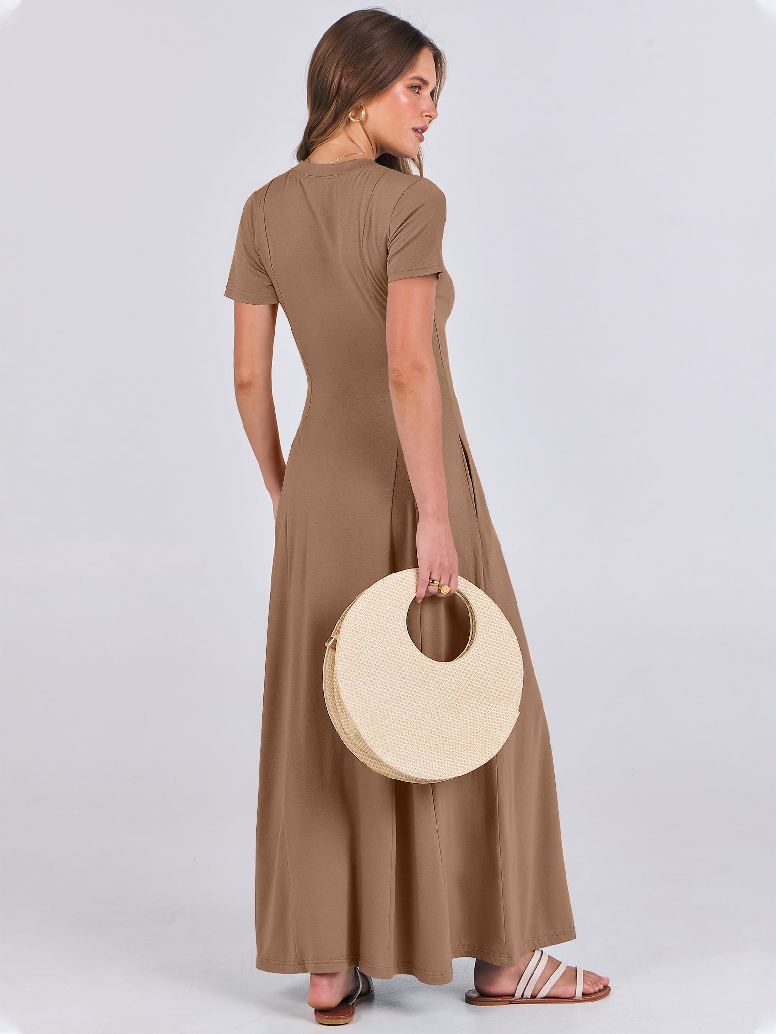 Foto 5 pulgar | Vestido Largo Anrabess Casual De Verano De Manga Corta Para Mujer - Venta Internacional.