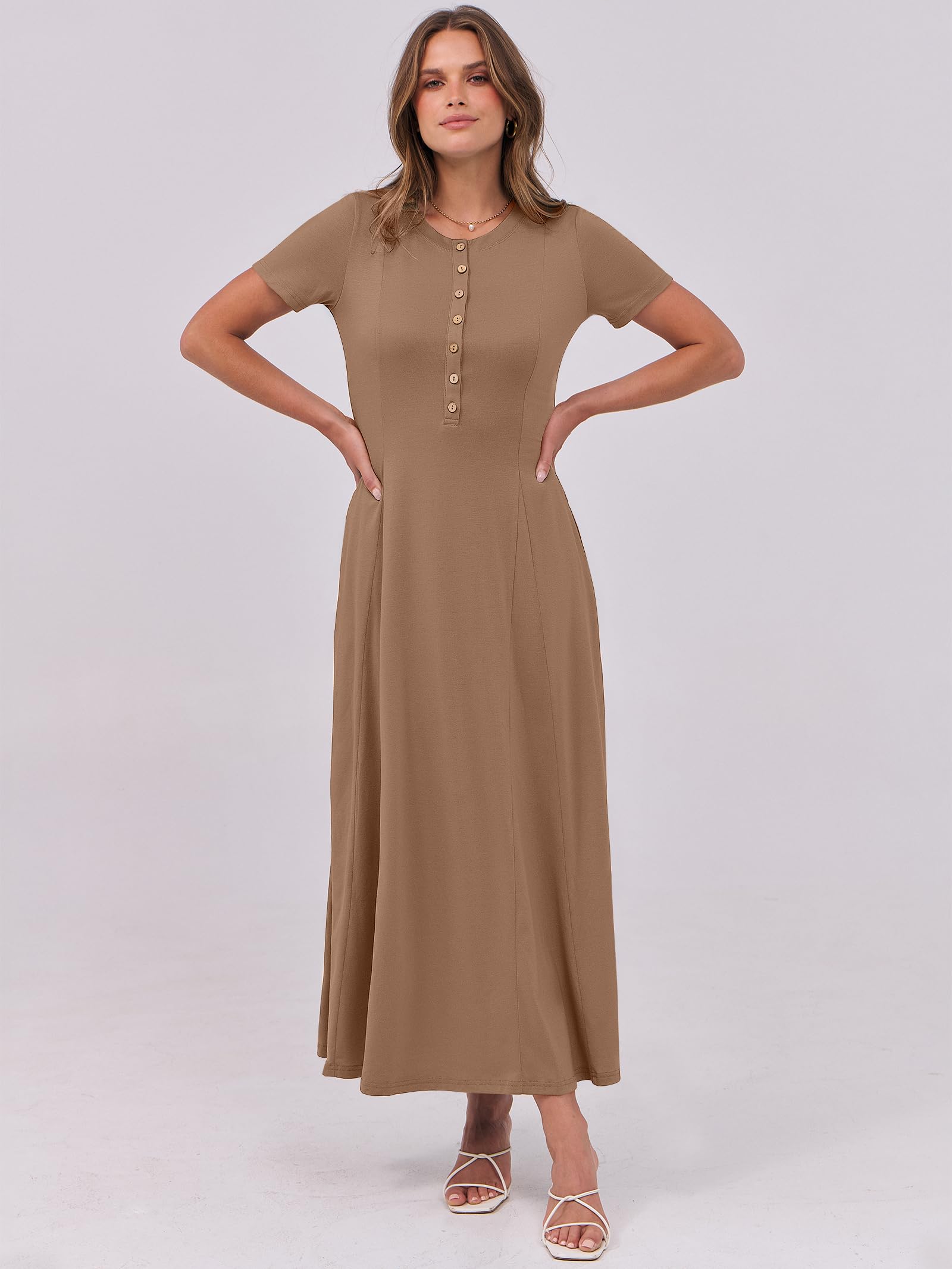 Foto 7 pulgar | Vestido Largo Anrabess Casual De Verano De Manga Corta Para Mujer - Venta Internacional.