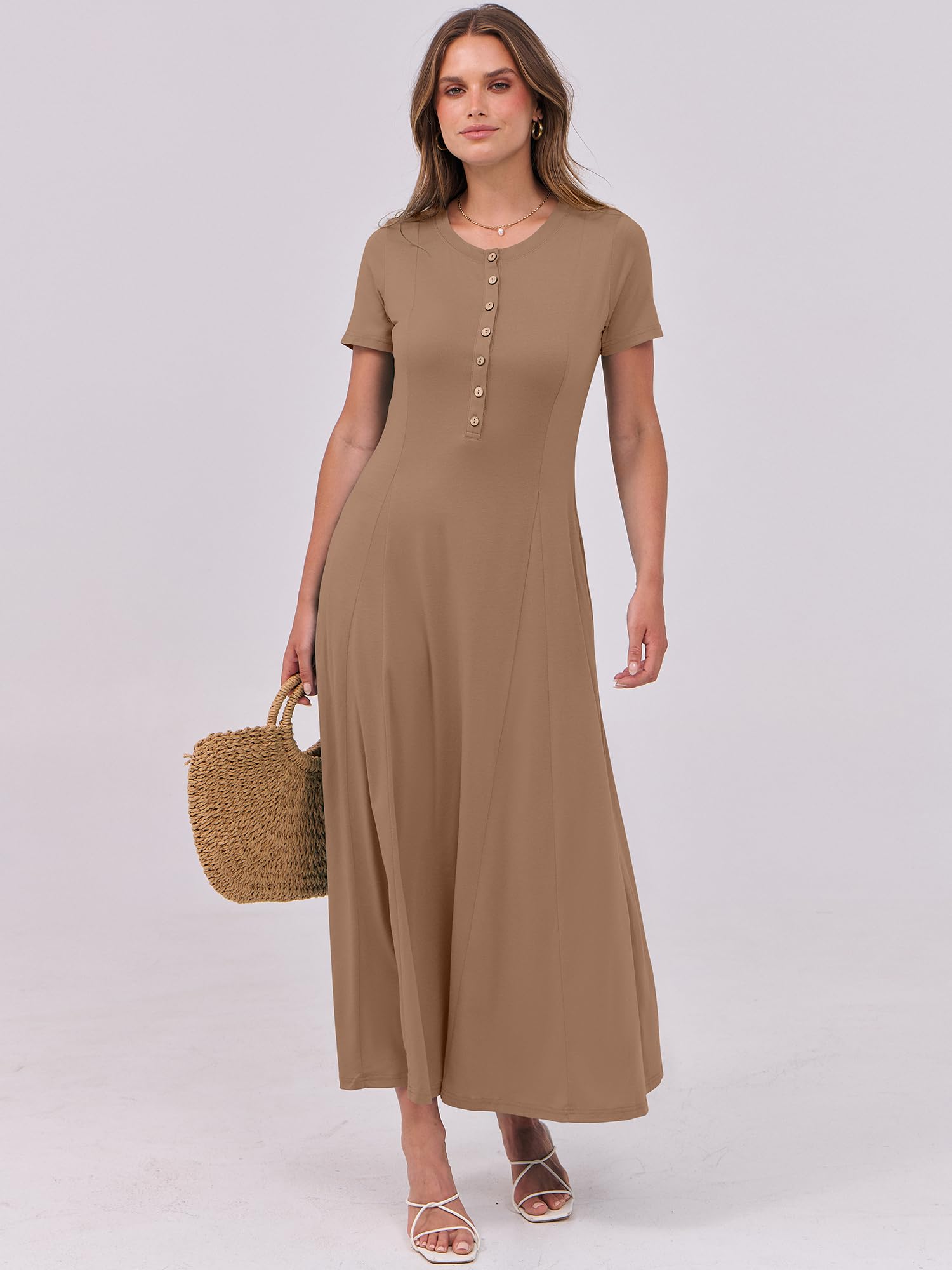 Foto 8 pulgar | Vestido Largo Anrabess Casual De Verano De Manga Corta Para Mujer - Venta Internacional.