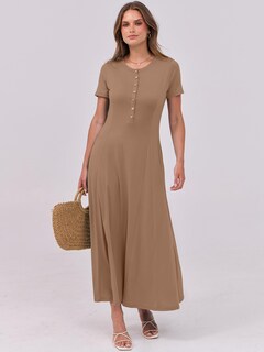Foto 7 | Vestido Largo Anrabess Casual De Verano De Manga Corta Para Mujer - Venta Internacional.