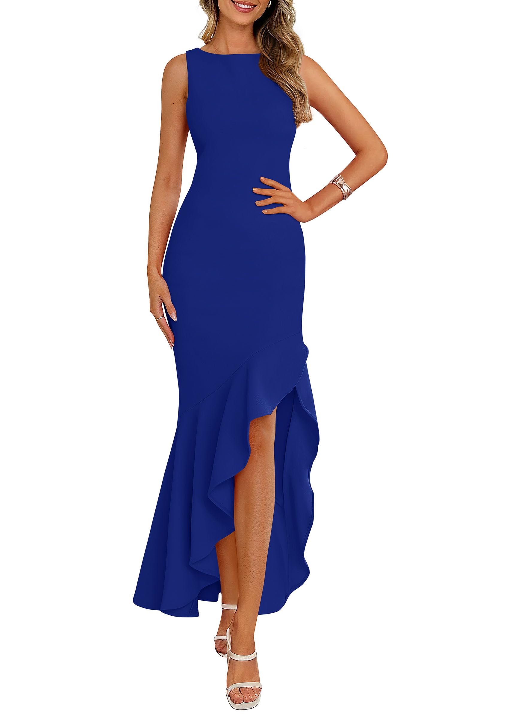 Foto 1 | Vestido Largo Prettygarden 2025 Sin Mangas Con Volantes Azul Sirena - Venta Internacional.