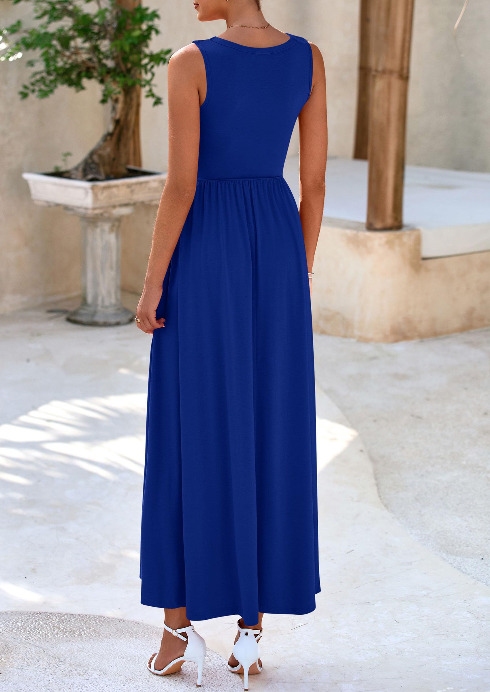 Foto 2 | Vestido Largo Prettygarden 2025 Sin Mangas Con Volantes Azul Sirena - Venta Internacional.