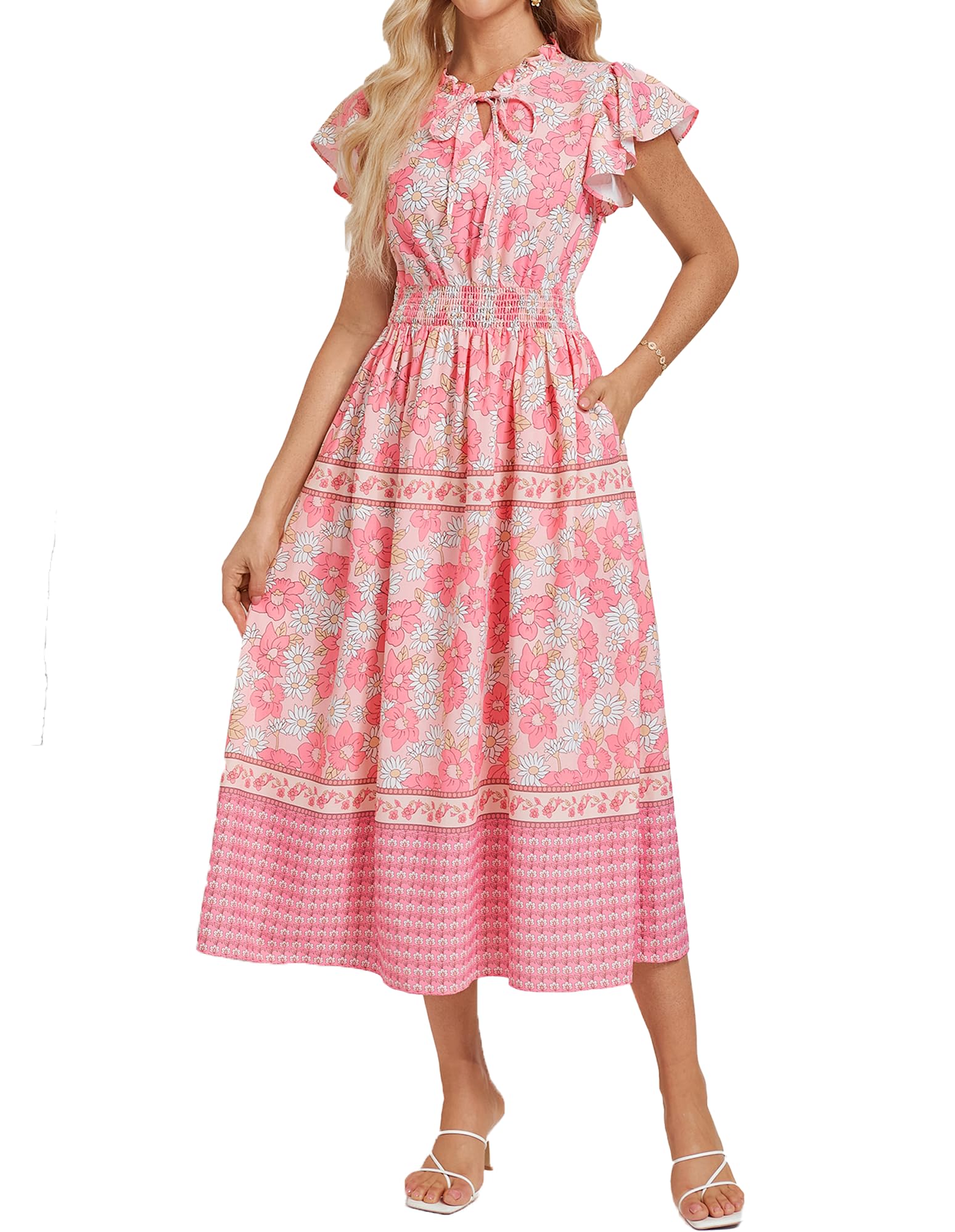 Vestido Floral De Verano Grace Karin Con Flores Rosas Talla M Para Mujer - Venta Internacional.