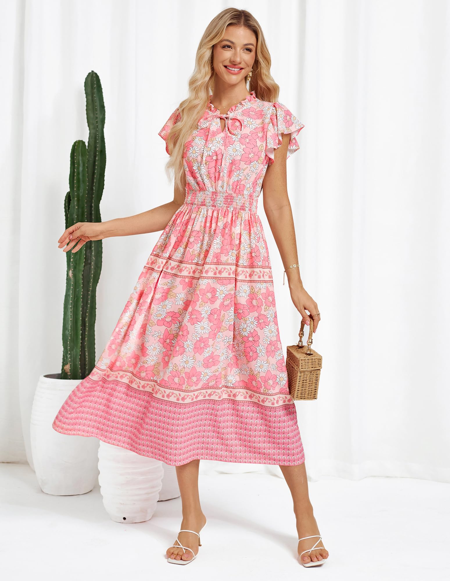 Foto 2 | Vestido Floral De Verano Grace Karin Con Flores Rosas Talla M Para Mujer - Venta Internacional.