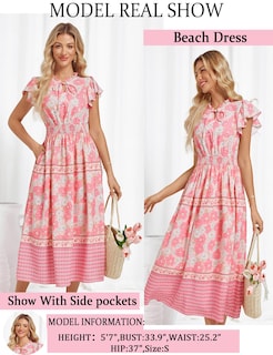 Foto 3 | Vestido Floral De Verano Grace Karin Con Flores Rosas Talla M Para Mujer - Venta Internacional.