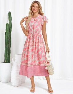 Foto 5 | Vestido Floral De Verano Grace Karin Con Flores Rosas Talla M Para Mujer - Venta Internacional.
