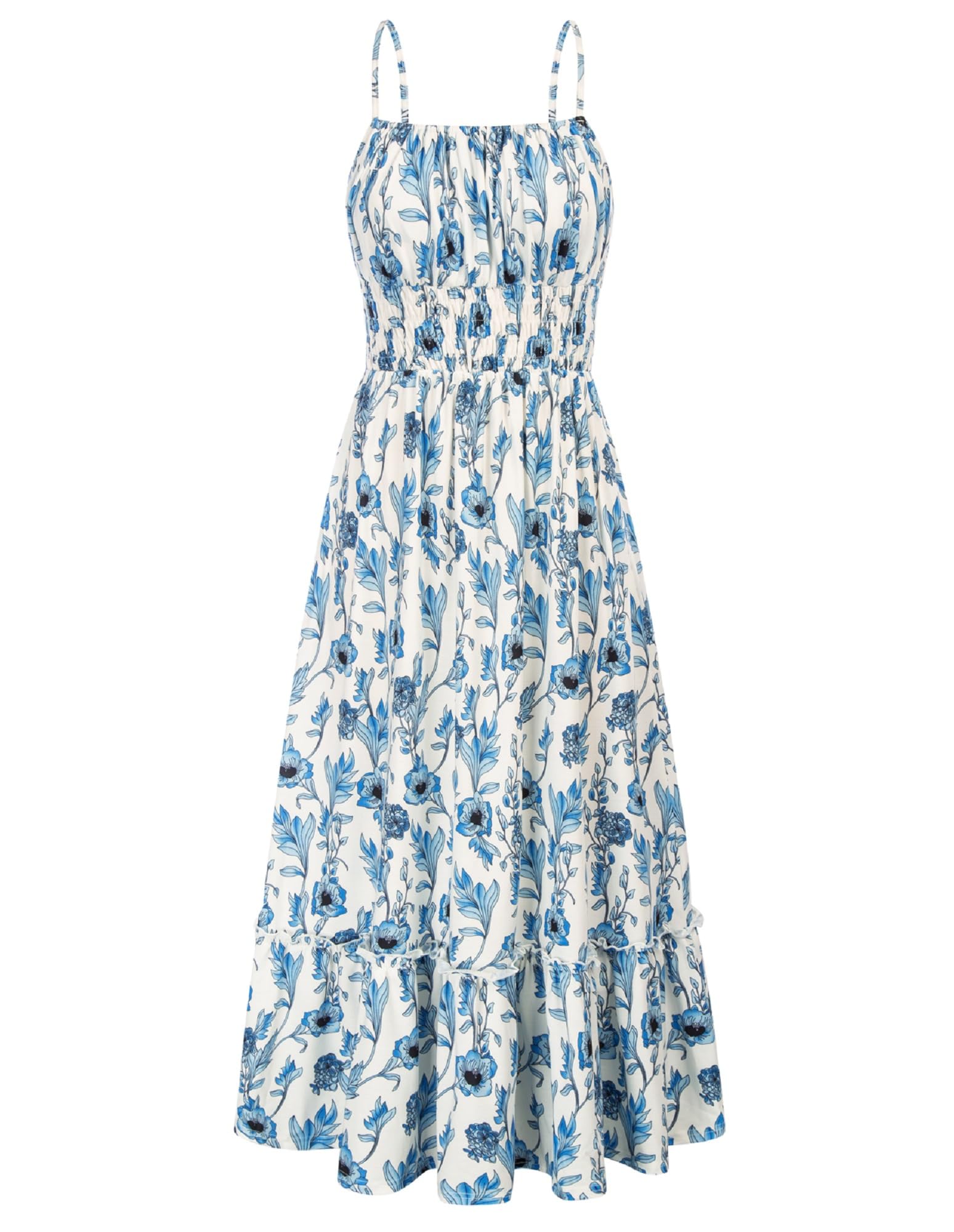 Foto 2 pulgar | Vestido Largo Grace Karin 2025, Azul Fruncido, Estampado Floral, Talla L - Venta Internacional.