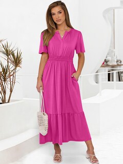 Foto 2 | Vestido Largo Anrabess 2025, Verano, Manga Corta, Cuello En V, Rojo - Venta Internacional.