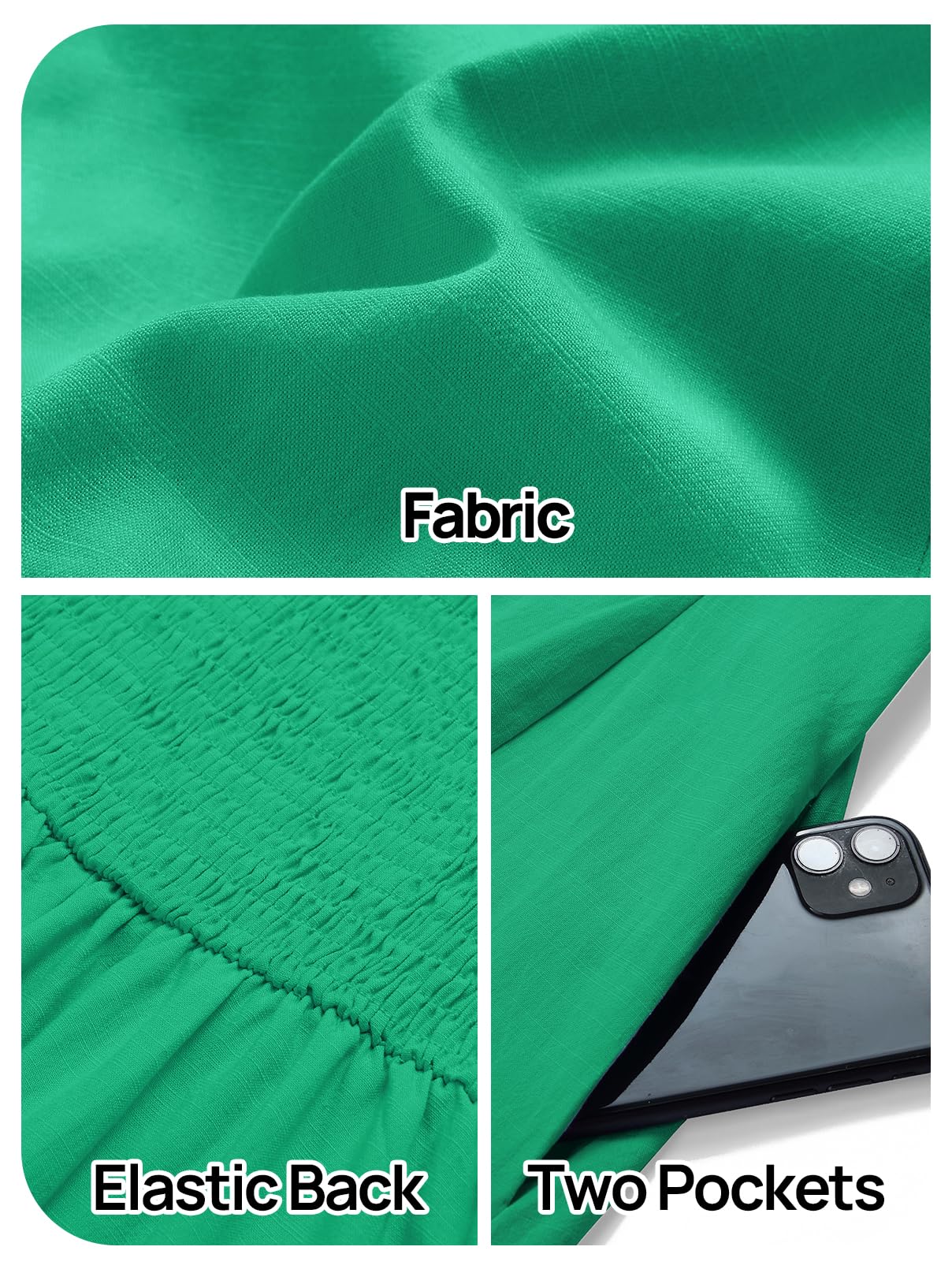 Foto 6 pulgar | Vestido Midi Merokeety Para Mujer 2025, Verano, Sin Mangas, Verde - Venta Internacional.