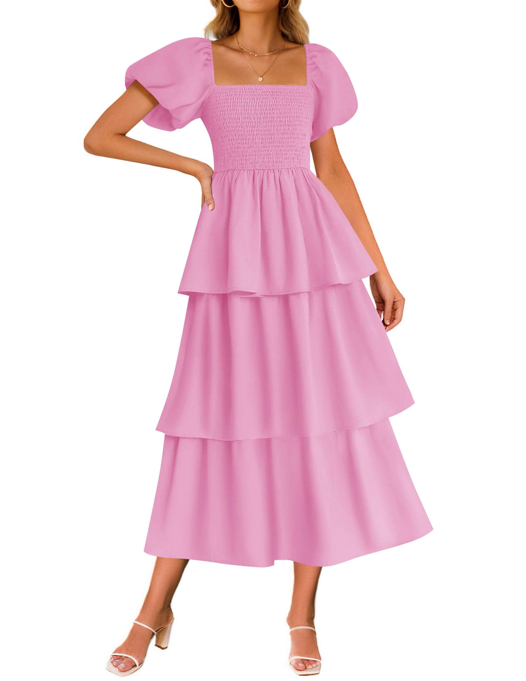 Foto 2 pulgar | Vestido Zesica Para Mujer 2025, Estilo Bohemio, Midi, Rosa, Talla Xl - Venta Internacional.