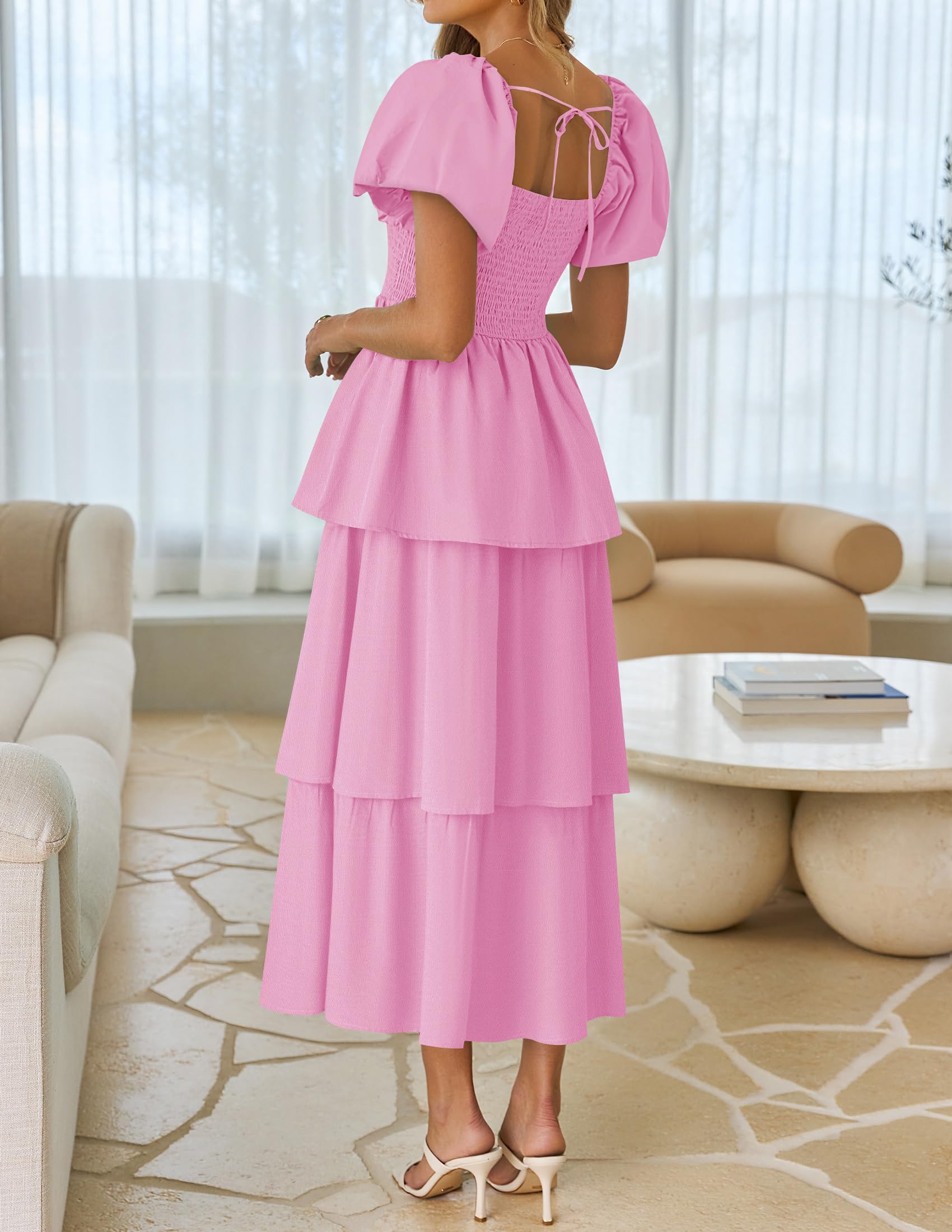 Foto 4 pulgar | Vestido Zesica Para Mujer 2025, Estilo Bohemio, Midi, Rosa, Talla Xl - Venta Internacional.