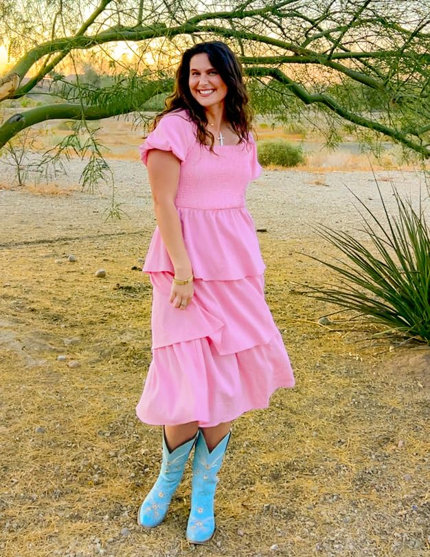 Foto 5 pulgar | Vestido Zesica Para Mujer 2025, Estilo Bohemio, Midi, Rosa, Talla Xl - Venta Internacional.