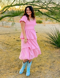 Foto 4 | Vestido Zesica Para Mujer 2025, Estilo Bohemio, Midi, Rosa, Talla Xl - Venta Internacional.