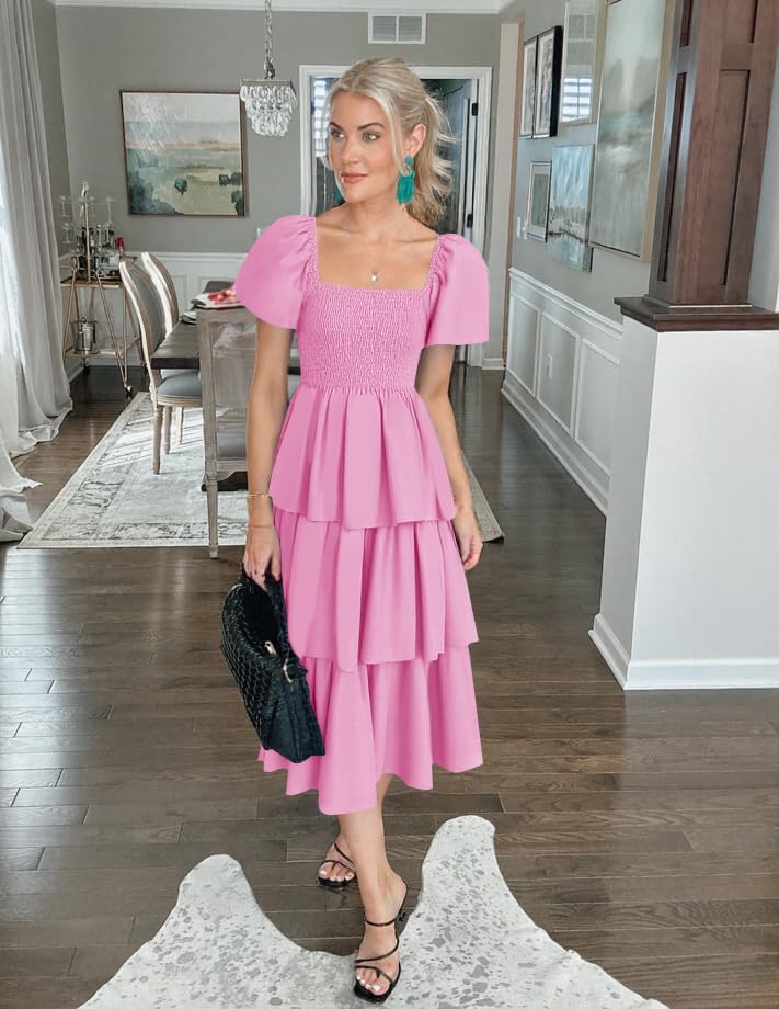 Foto 7 pulgar | Vestido Zesica Para Mujer 2025, Estilo Bohemio, Midi, Rosa, Talla Xl - Venta Internacional.