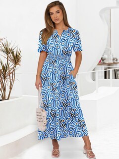 Foto 2 | Vestido Largo Anrabess De Verano Con Manga Corta Y Cuello En V Para Mujer - Venta Internacional.