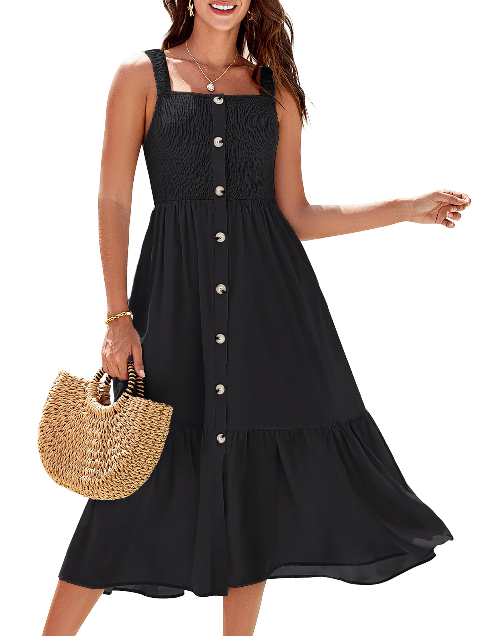 Foto 2 pulgar | Vestido Grace Karin Summer 2025 A Media Pierna Con Tirantes Finos Negro - Venta Internacional.