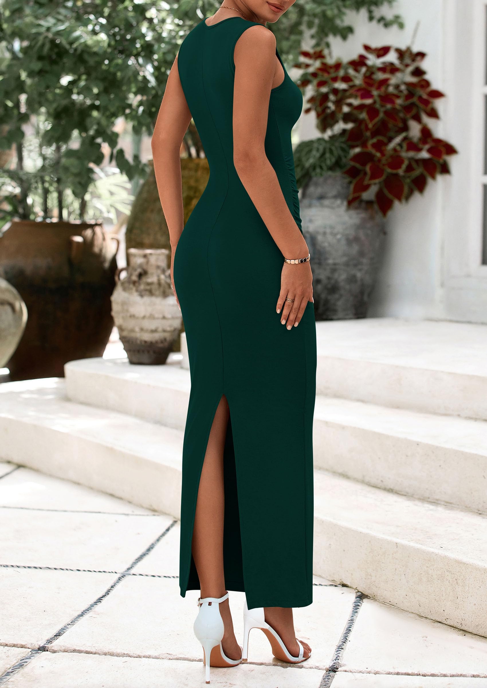 Foto 3 pulgar | Vestido Largo Prettygarden Para Mujer, Boda De Verano, Verde Oliva - Venta Internacional.