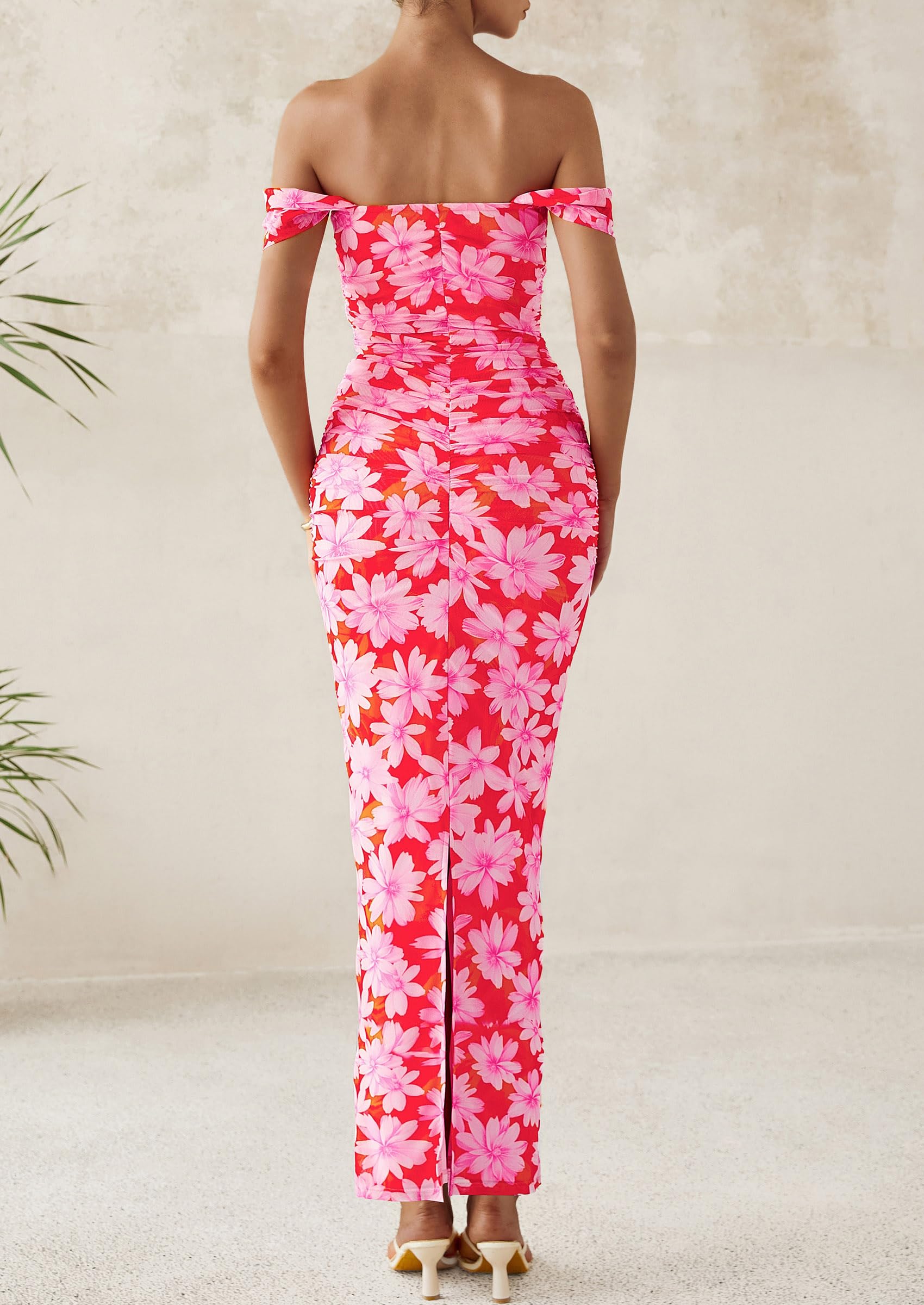 Foto 3 pulgar | Vestido Largo Prettygarden Para Mujer, Ajustado Con Pliegues, Verano 2025, Rosa - Venta Internacional.