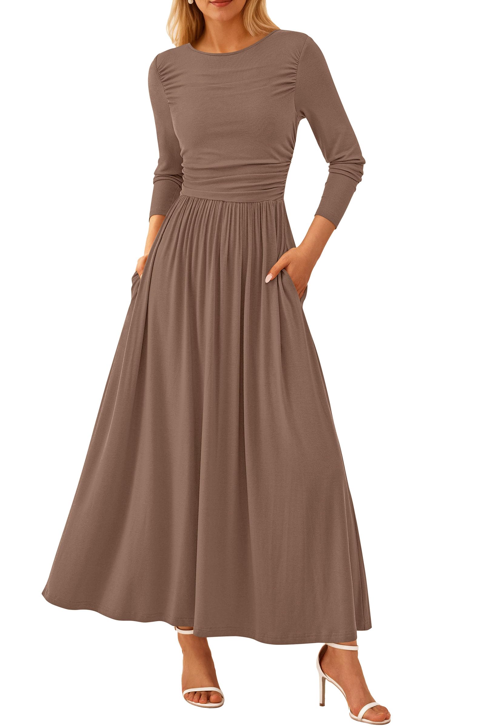 Foto 2 pulgar | Vestido Largo Prettygarden Casual De Primavera De Manga Larga Para Mujer - Venta Internacional.
