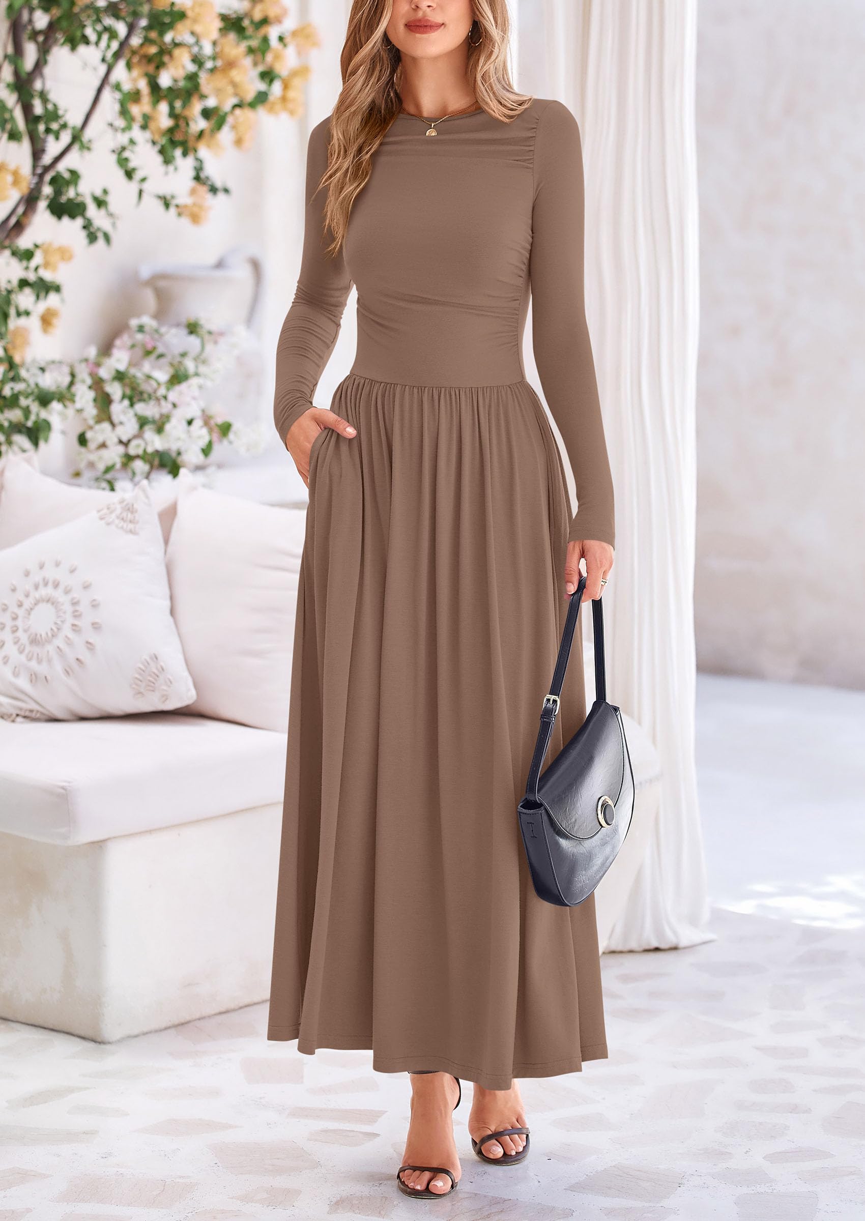 Foto 4 pulgar | Vestido Largo Prettygarden Casual De Primavera De Manga Larga Para Mujer - Venta Internacional.