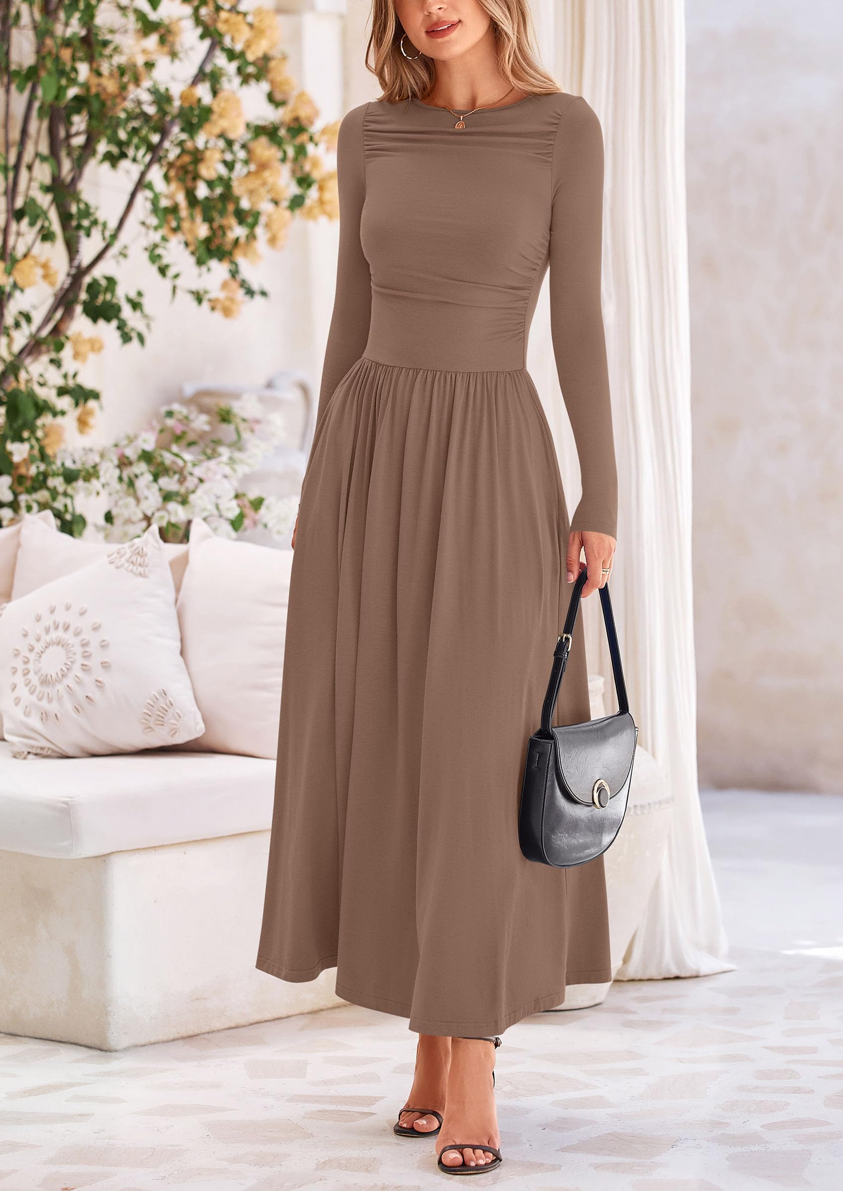Foto 5 pulgar | Vestido Largo Prettygarden Casual De Primavera De Manga Larga Para Mujer - Venta Internacional.