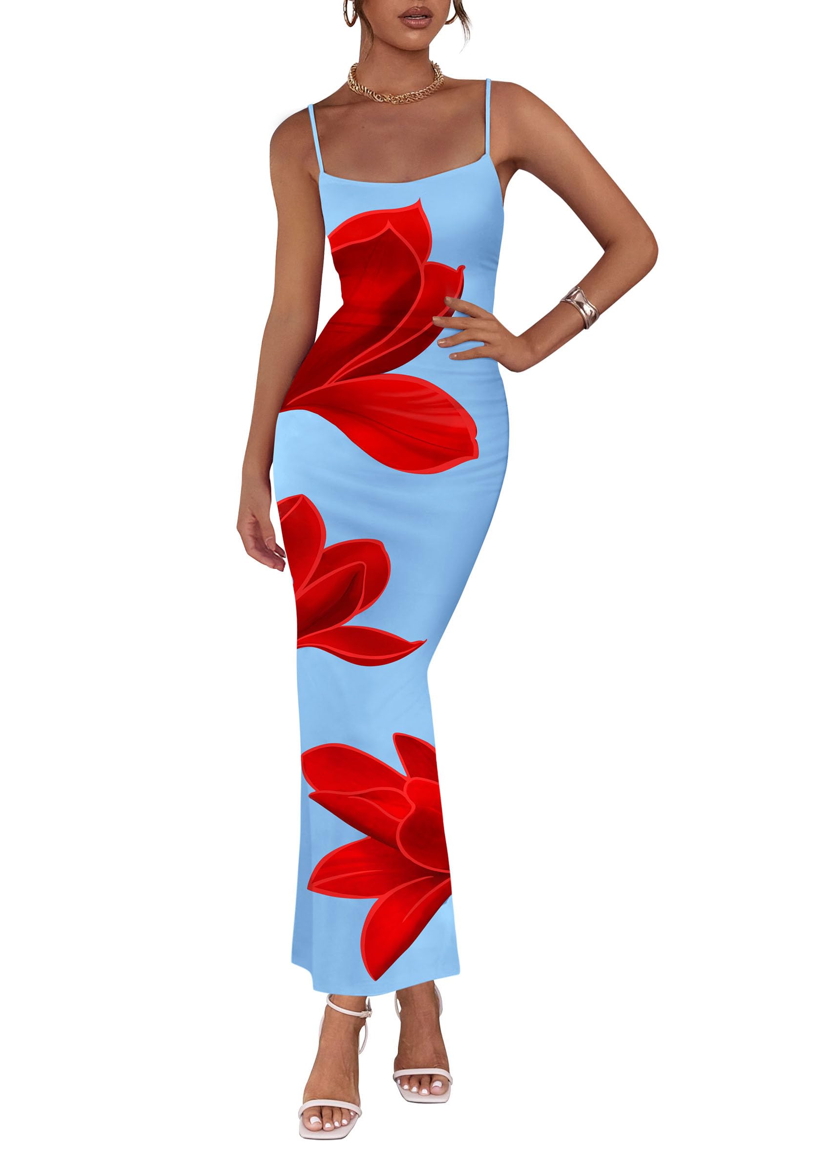 Foto 1 | Vestido Largo Prettygarden Con Estampado Floral Y Tirantes Finos Para Mujer - Venta Internacional.
