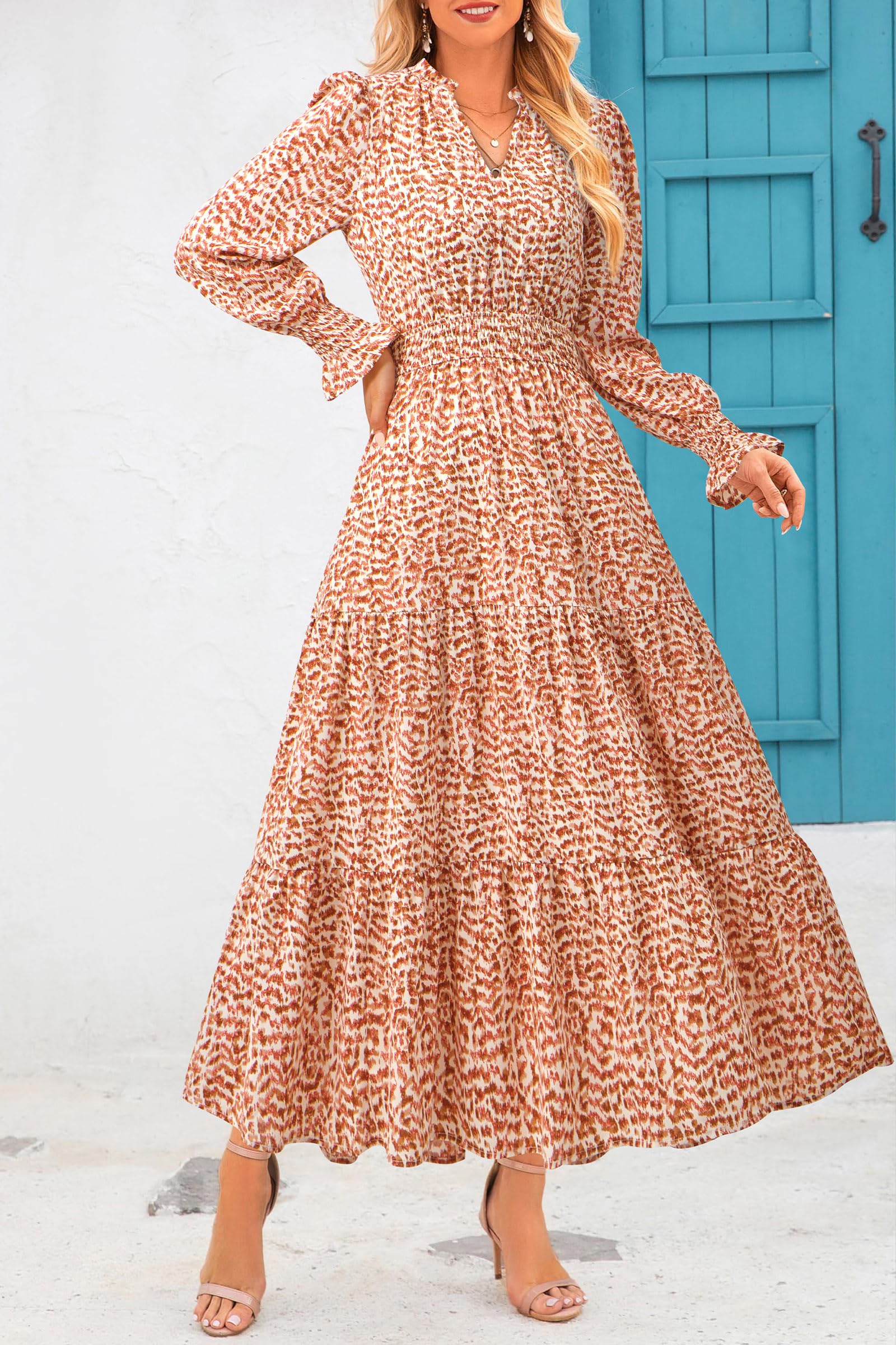 Foto 5 pulgar | Vestido Largo Prettygarden Floral Naranja Para Mujer Primavera 2025 - Venta Internacional.