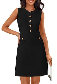 Foto 1 | Vestido Merokeety Para Mujer, Formal, De Trabajo, Mini, Sin Mangas, Negro - Venta Internacional.