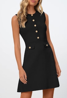 Foto 2 | Vestido Merokeety Para Mujer, Formal, De Trabajo, Mini, Sin Mangas, Negro - Venta Internacional.