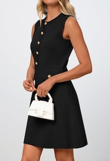 Foto 3 | Vestido Merokeety Para Mujer, Formal, De Trabajo, Mini, Sin Mangas, Negro - Venta Internacional.