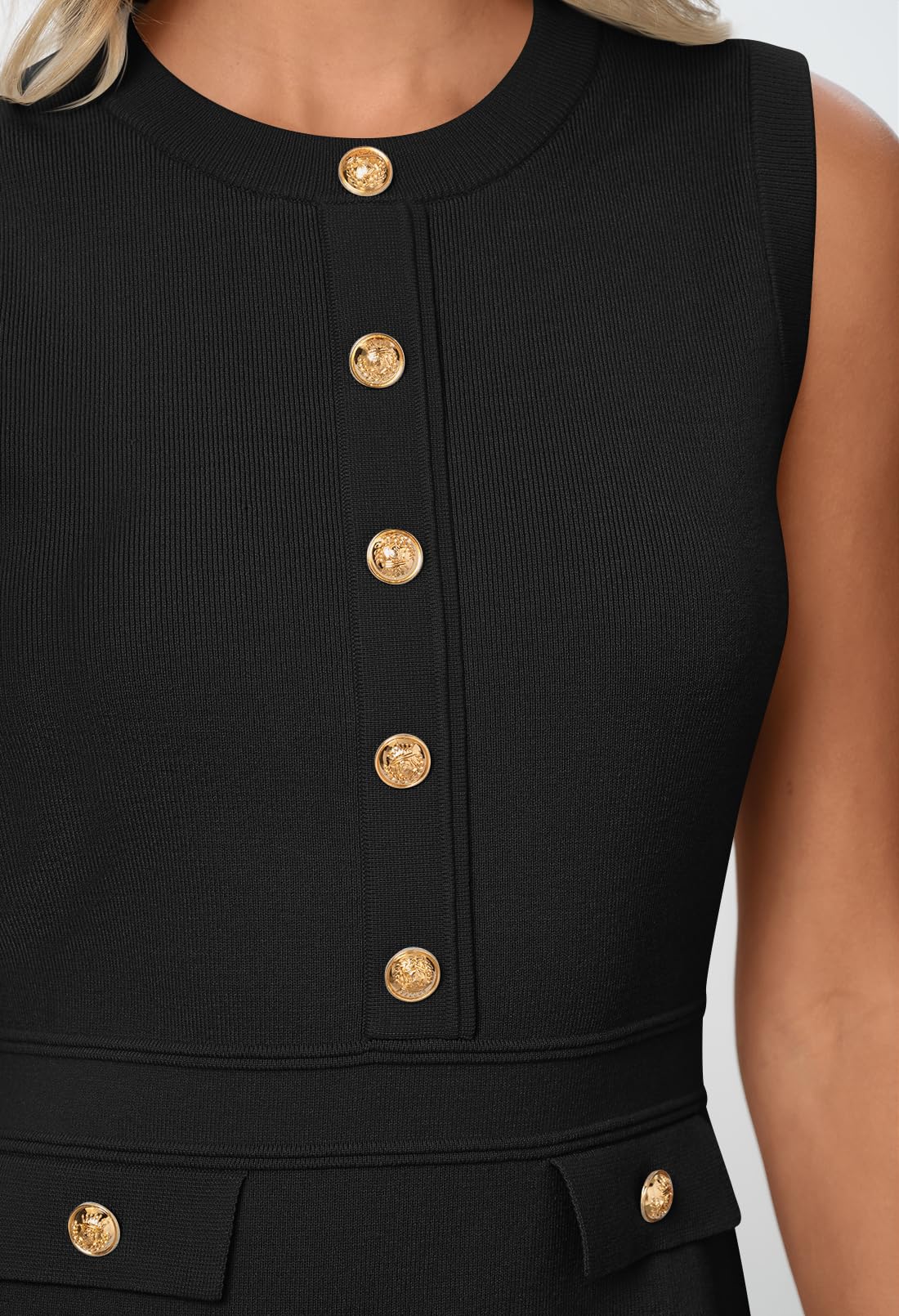 Foto 6 pulgar | Vestido Merokeety Para Mujer, Formal, De Trabajo, Mini, Sin Mangas, Negro - Venta Internacional.