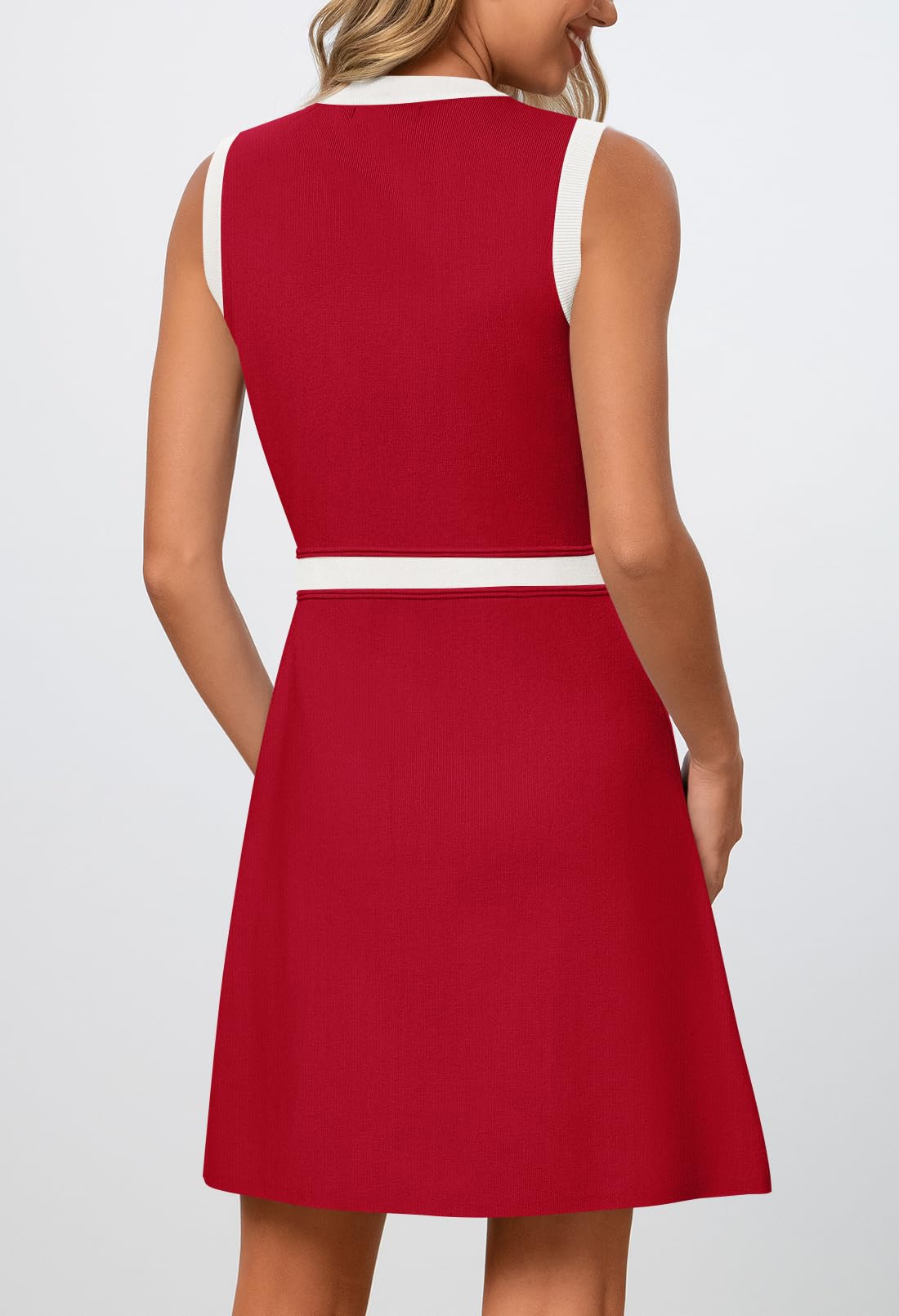 Foto 4 pulgar | Vestido Merokeety Para Mujer, Formal, De Trabajo, Mini, Rojo, Sin Mangas - Venta Internacional.
