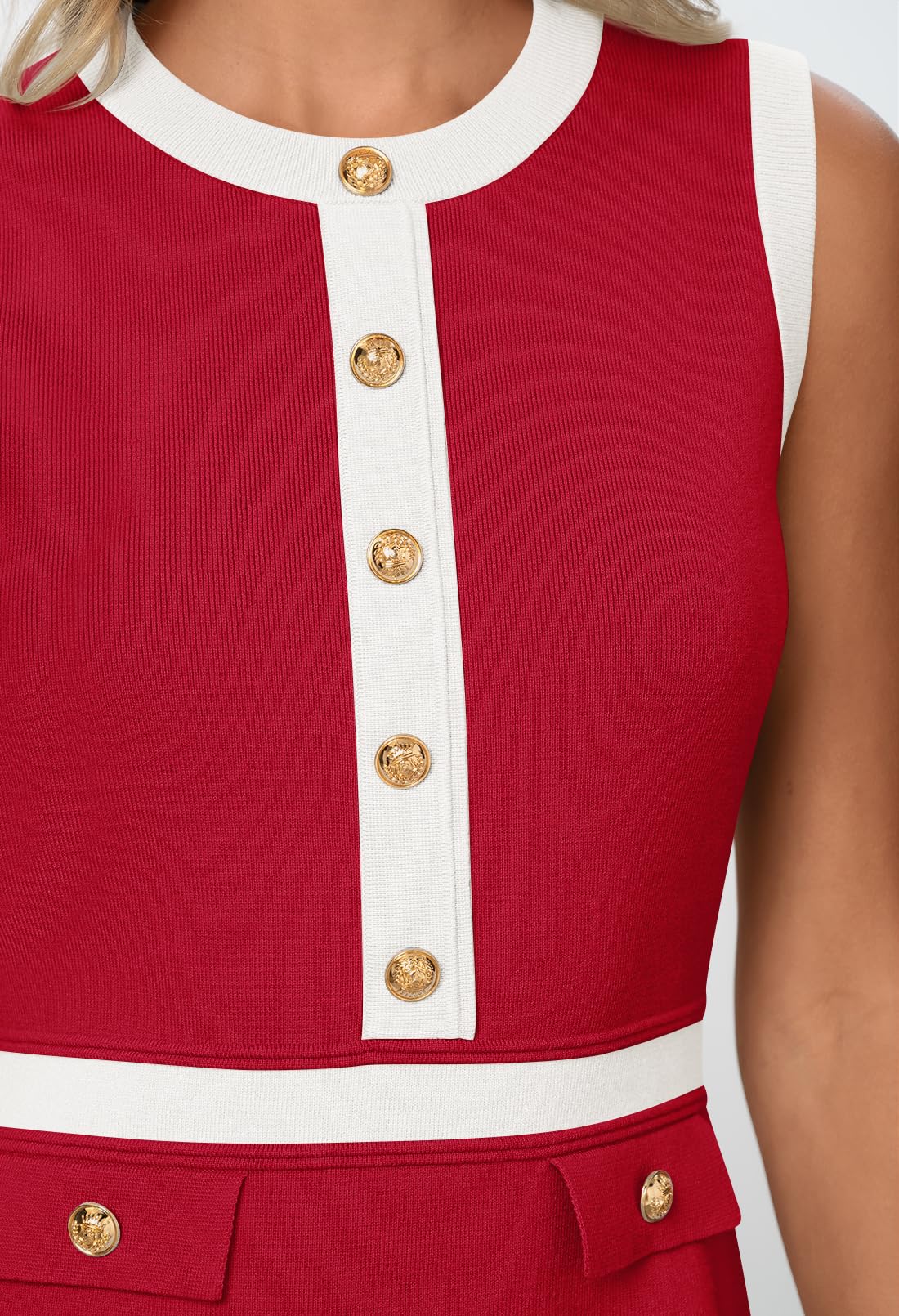 Foto 5 pulgar | Vestido Merokeety Para Mujer, Formal, De Trabajo, Mini, Rojo, Sin Mangas - Venta Internacional.