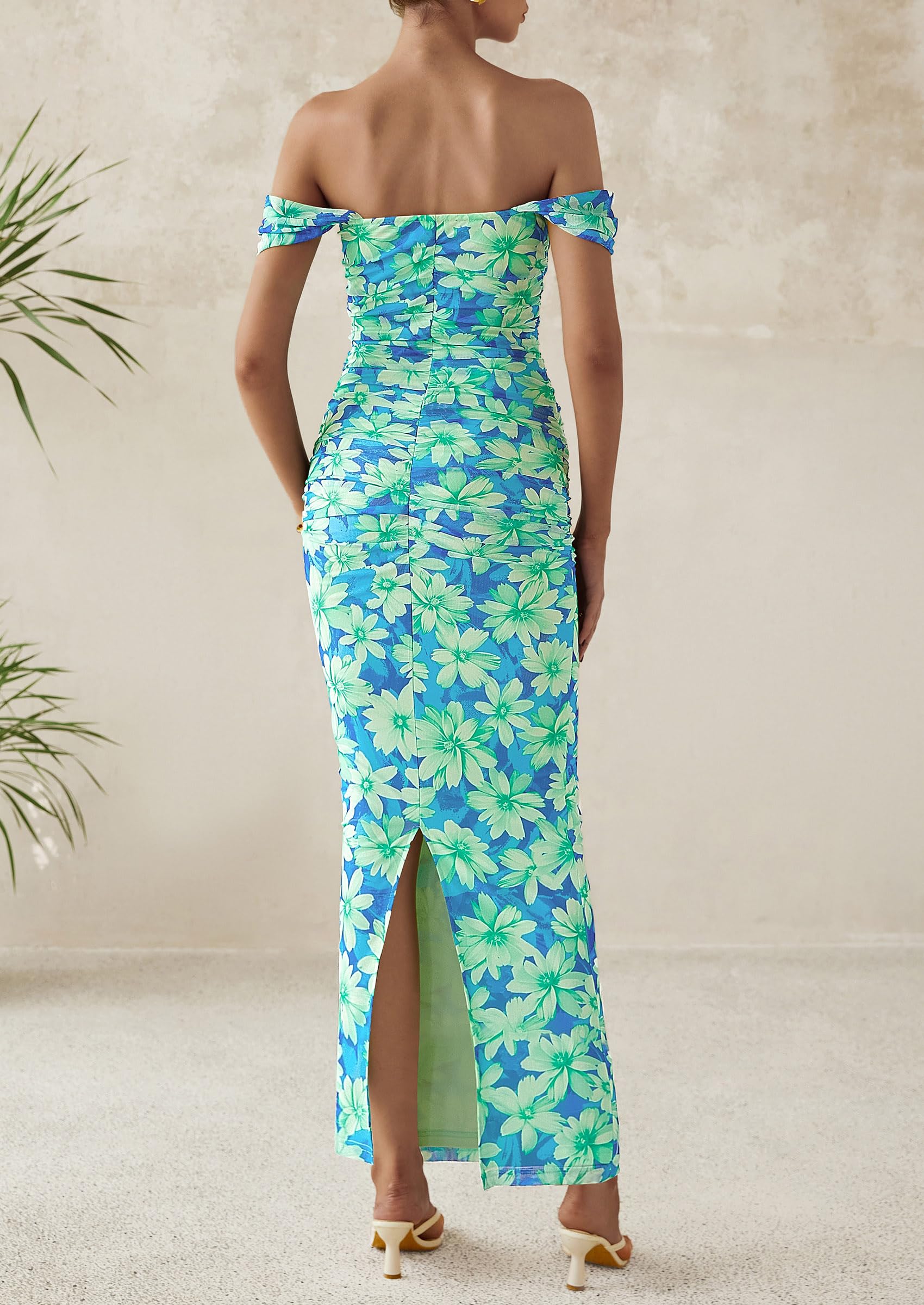 Foto 2 | Vestido Largo Prettygarden Ajustado Fruncido Para Mujer, Verano 2025 - Venta Internacional.
