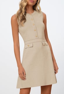 Foto 2 | Vestido Merokeety Para Mujer, Formal, De Trabajo, Sin Mangas, Tamaño Mini Avena - Venta Internacional.