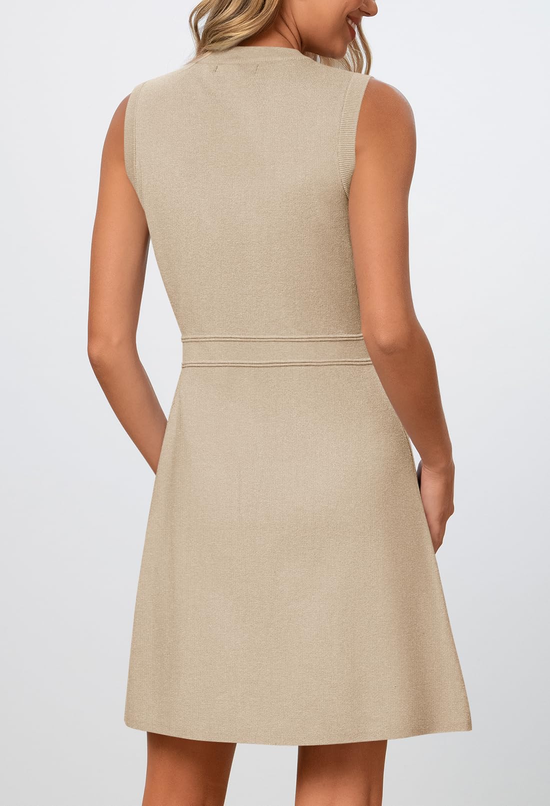 Foto 5 pulgar | Vestido Merokeety Para Mujer, Formal, De Trabajo, Sin Mangas, Tamaño Mini Avena - Venta Internacional.