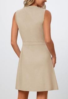 Foto 4 | Vestido Merokeety Para Mujer, Formal, De Trabajo, Sin Mangas, Tamaño Mini Avena - Venta Internacional.