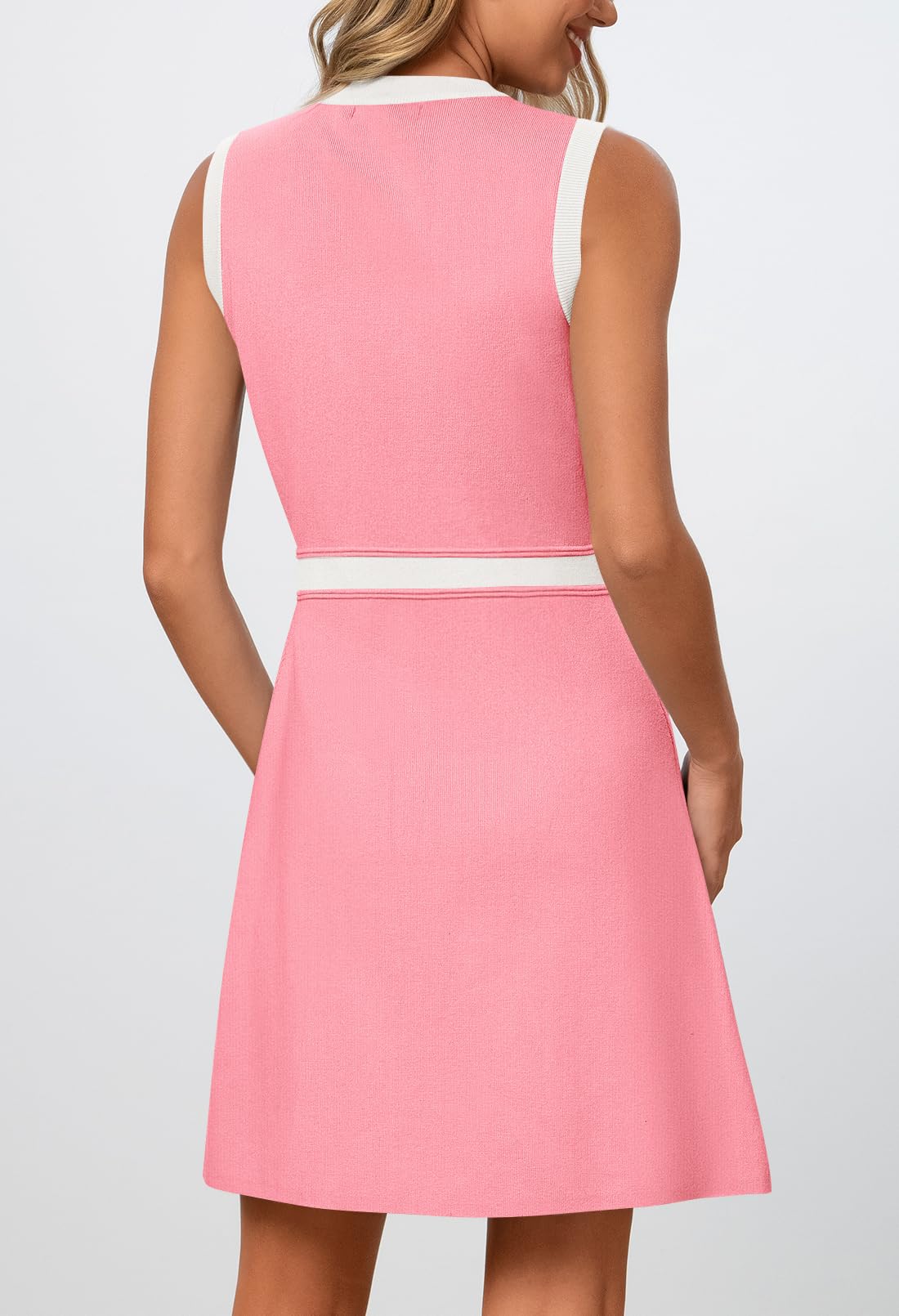 Foto 5 pulgar | Vestido Merokeety Para Mujer, Formal, De Trabajo, Mini, Sin Mangas, Rosa - Venta Internacional.