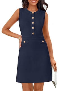 Foto 1 | Vestido Merokeety Para Mujer, Formal, De Trabajo, Sin Mangas, Azul Marino - Venta Internacional.