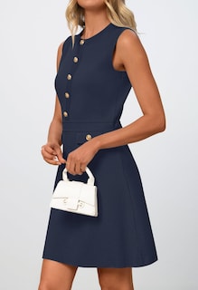 Foto 2 | Vestido Merokeety Para Mujer, Formal, De Trabajo, Sin Mangas, Azul Marino - Venta Internacional.