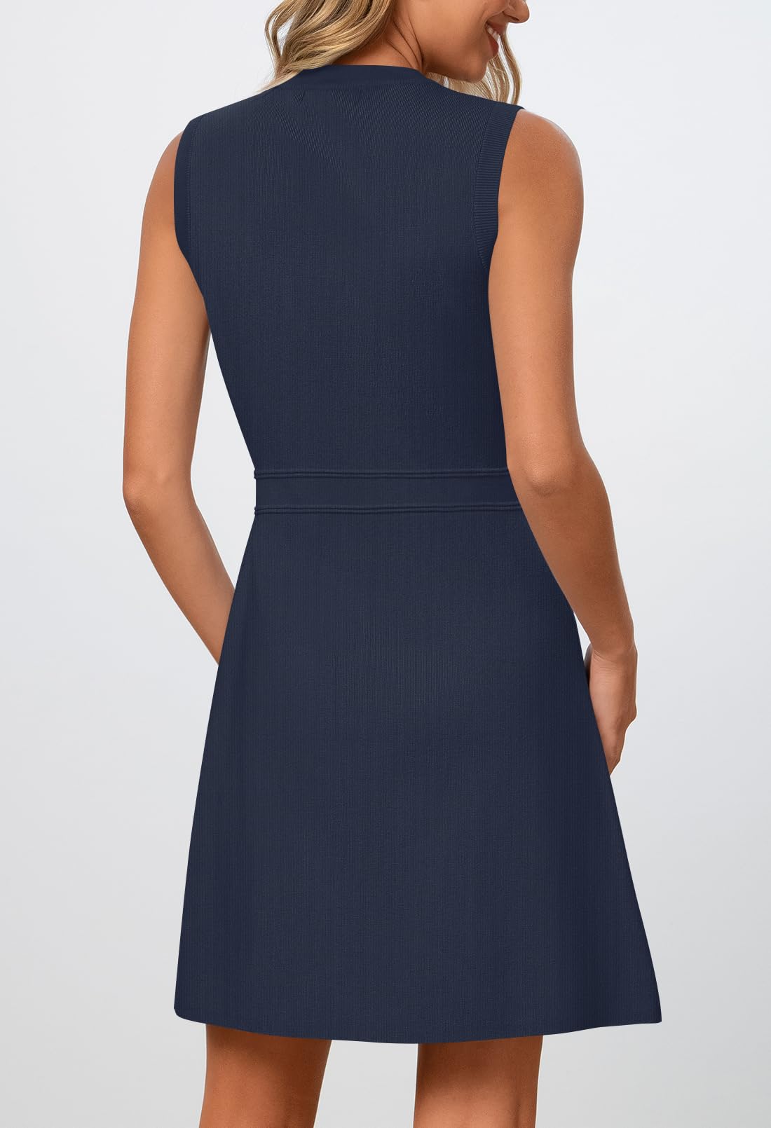 Foto 4 pulgar | Vestido Merokeety Para Mujer, Formal, De Trabajo, Sin Mangas, Azul Marino - Venta Internacional.