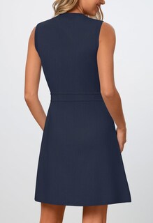 Foto 3 | Vestido Merokeety Para Mujer, Formal, De Trabajo, Sin Mangas, Azul Marino - Venta Internacional.