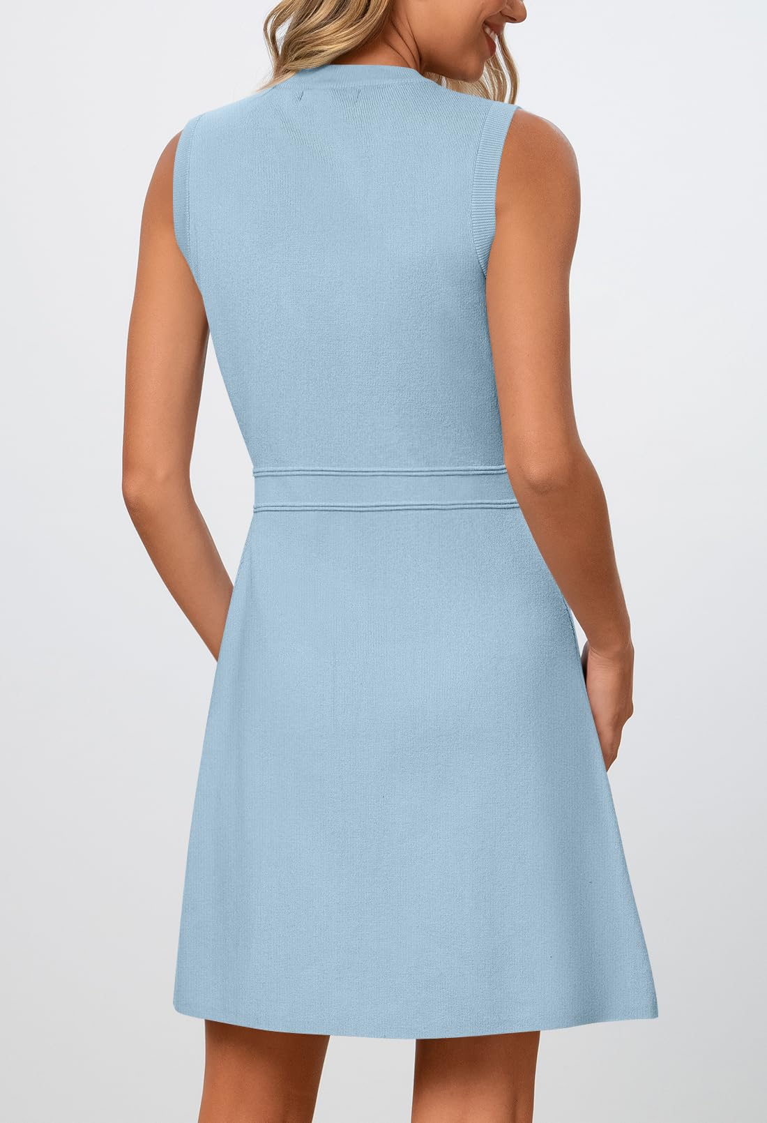 Foto 5 pulgar | Vestido Merokeety Para Mujer, Formal, Sin Mangas, Mini, Azul Claro - Venta Internacional.