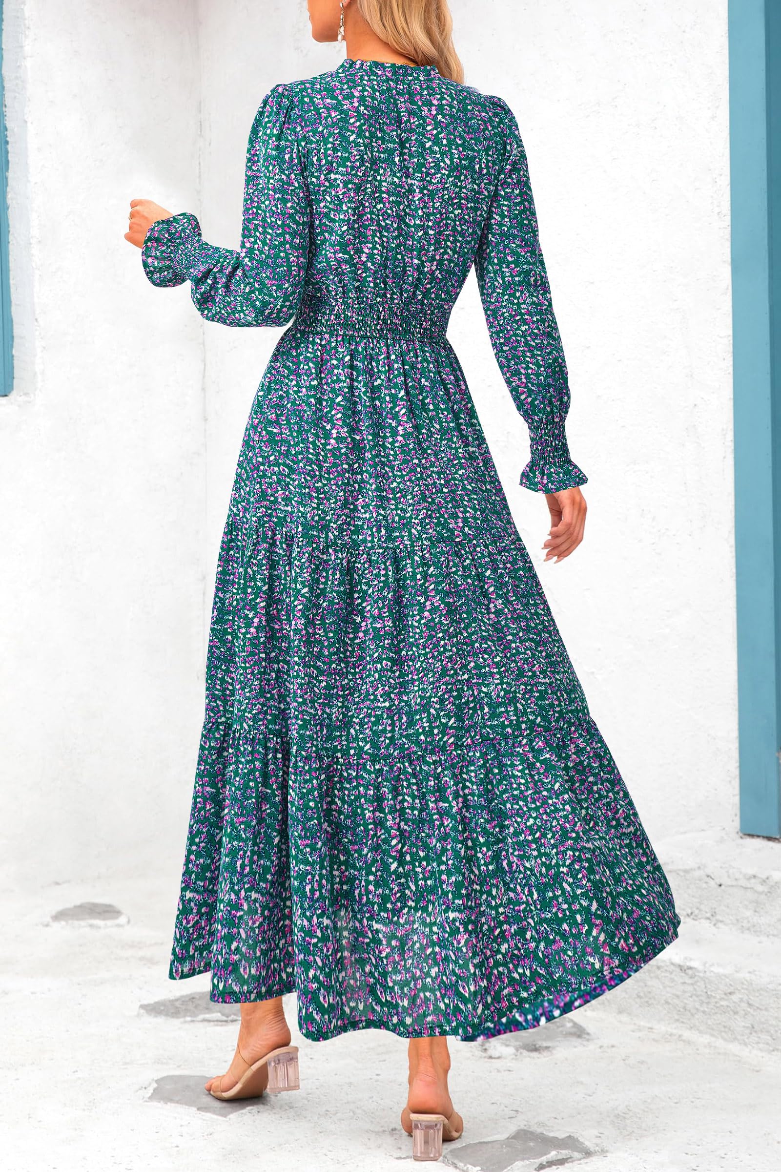 Foto 3 pulgar | Vestido Largo Prettygarden Con Estampado Floral Primavera 2025 Y Cuello En V Para Mujer - Venta Internacional.
