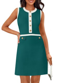Foto 1 | Vestido Merokeety Para Mujer, Formal, De Trabajo, Sin Mangas, Verde Azulado - Venta Internacional.