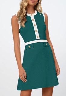 Foto 2 | Vestido Merokeety Para Mujer, Formal, De Trabajo, Sin Mangas, Verde Azulado - Venta Internacional.