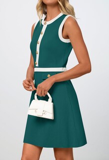 Foto 3 | Vestido Merokeety Para Mujer, Formal, De Trabajo, Sin Mangas, Verde Azulado - Venta Internacional.