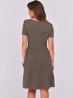 Foto 4 | Vestido Anrabess Casual De Verano De Manga Corta Con Cuello Cuadrado Para Mujer - Venta Internacional.