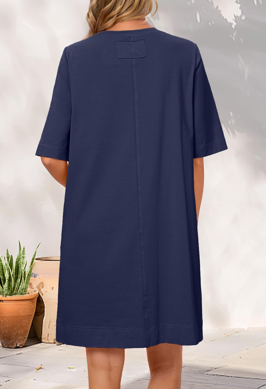 Foto 5 | Vestido Merokeety Para Mujer 2025, Verano, Manga Corta, Azul Marino, Talla S - Venta Internacional.