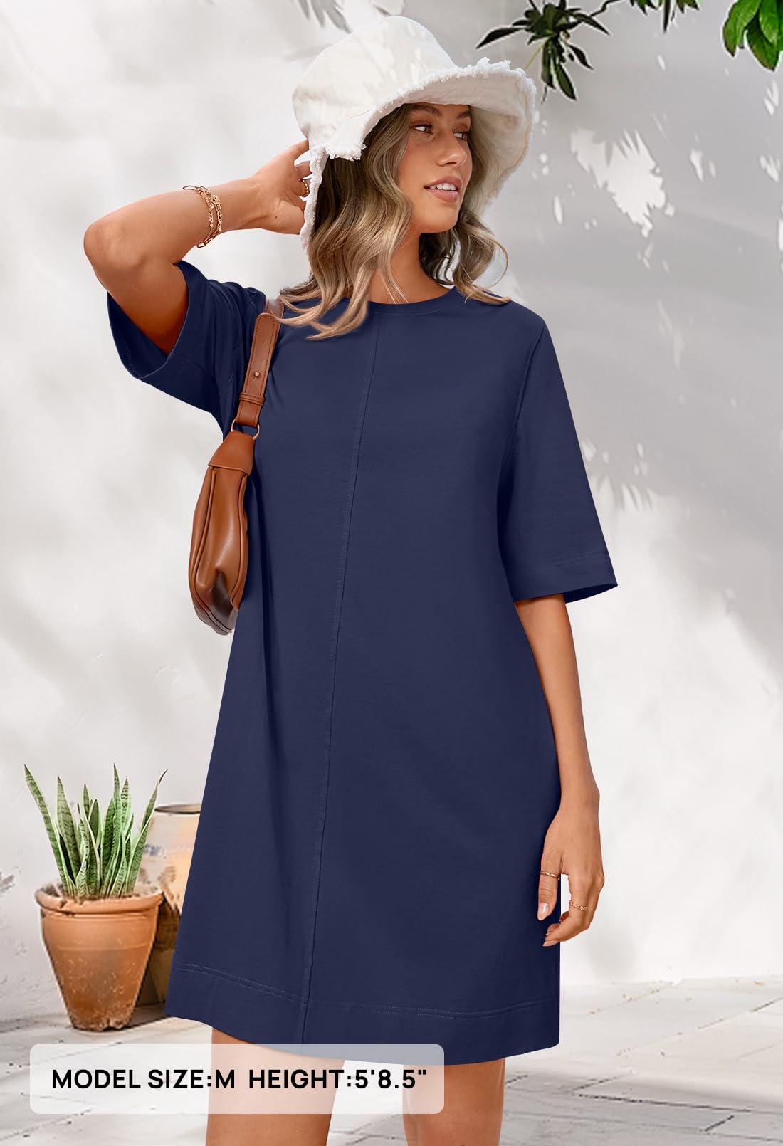 Foto 8 pulgar | Vestido Merokeety Para Mujer 2025, Verano, Manga Corta, Azul Marino, Talla S - Venta Internacional.